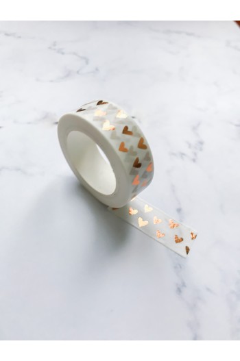 Washi Tape Corazones Oro Rosa